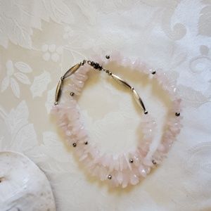 Rose Quartz and Silver Bead Necklace